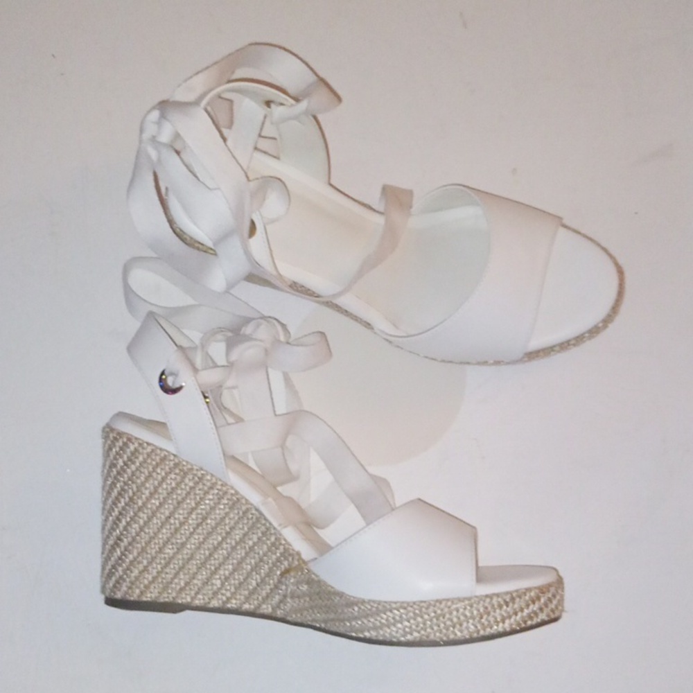 Open Toe Tie Lace Up Wedge Sandals